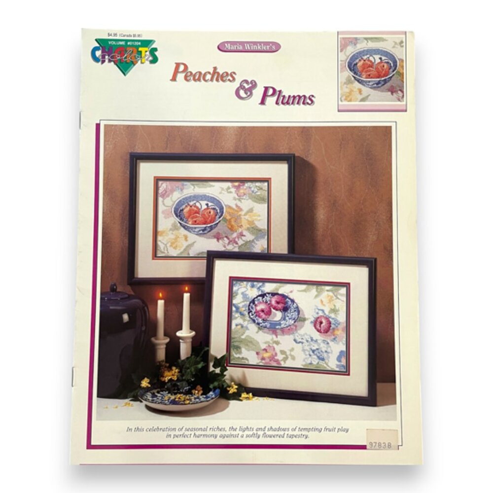 Peaches and Plums by Maria Winkler Beautiful Floral Cross Stitch Pattern Booklet